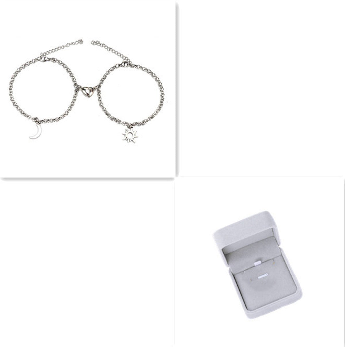 Lot de 2 bracelets magnétiques en acier inoxydable avec breloque soleil et lune pour couple, bijoux pour hommes et femmes, vente en gros, cadeaux de Saint - Valentin - KaoKao