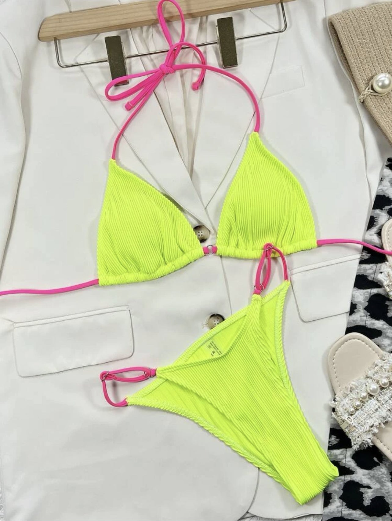 Maillot de bain bikini en velours à carreaux solides pour femmes - KaoKao