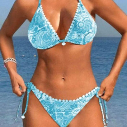 Maillot de bain bikini fendu pour femme imprimé attache - KaoKao