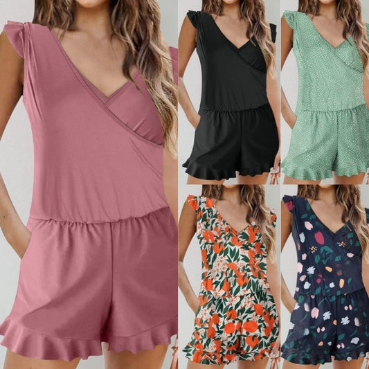 Maillot de bain imprimé feuilles de lotus, couleur unie, coupe ajustée, tendance, pour femmes - KaoKao