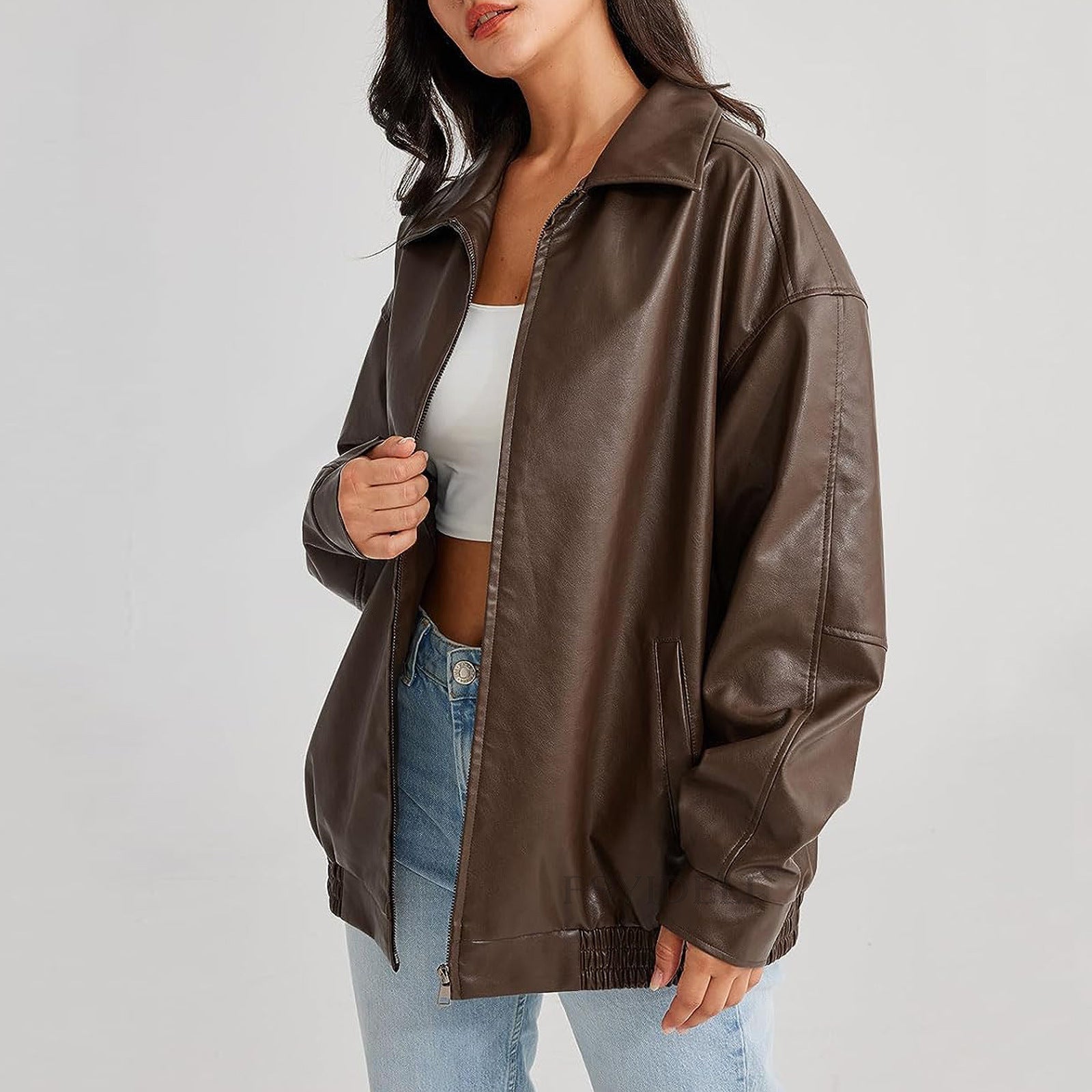 Manteau en cuir pour femme, style locomotive - KaoKao