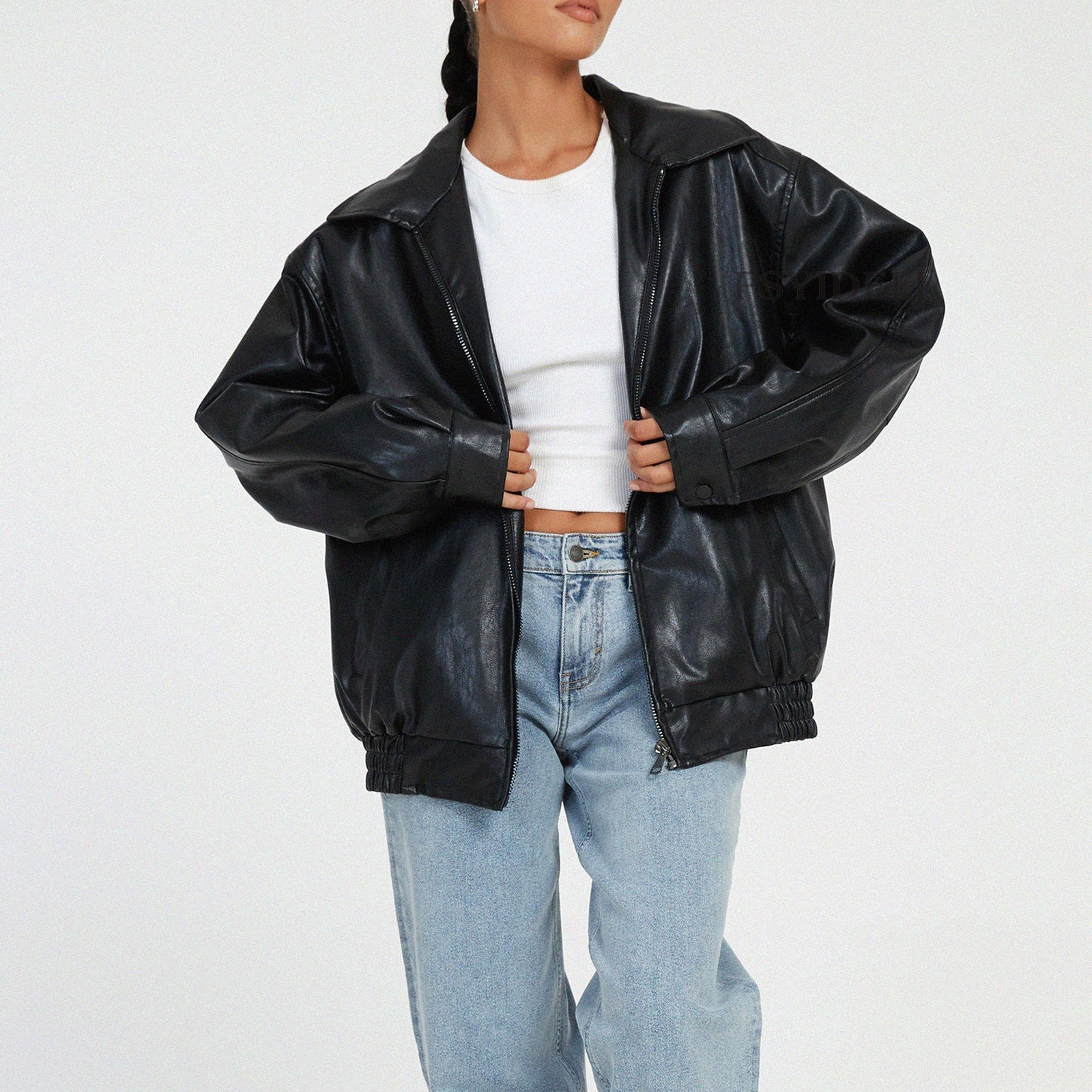 Manteau en cuir pour femme, style locomotive - KaoKao