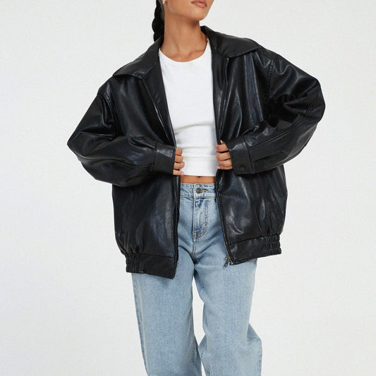 Manteau en cuir pour femme, style locomotive - KaoKao