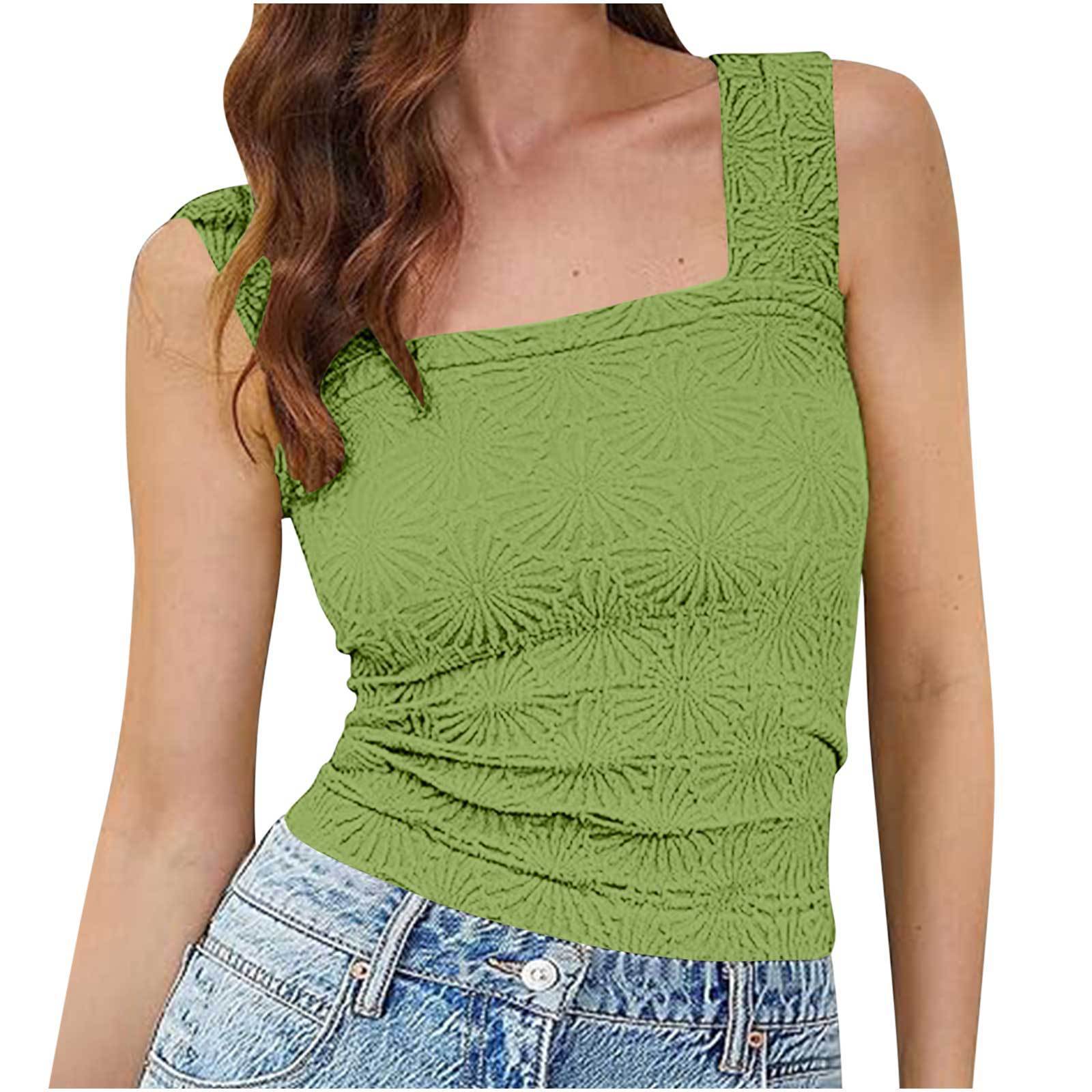 Nouveau gilet slim à col carré, haut sans manches en jacquard à la mode pour l'été, vêtements pour femmes - KaoKao