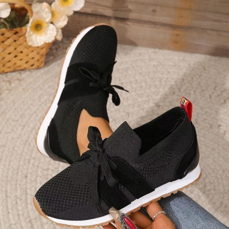 Nouvelles chaussures plates à lacets en maille pour femmes, chaussures de marche décontractées et respirantes à semelles compensées - KaoKao