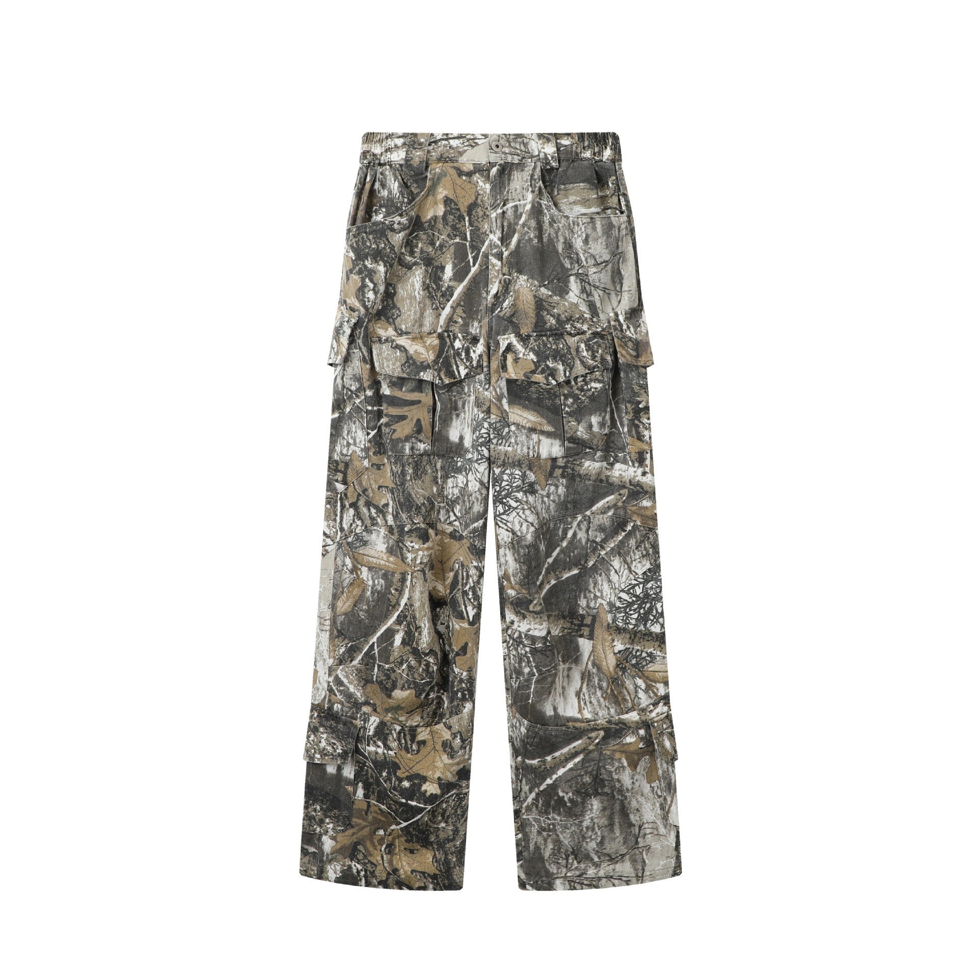 Pantalon camouflage vieilli, pantalon cargo ample et droit à jambe large - KaoKao