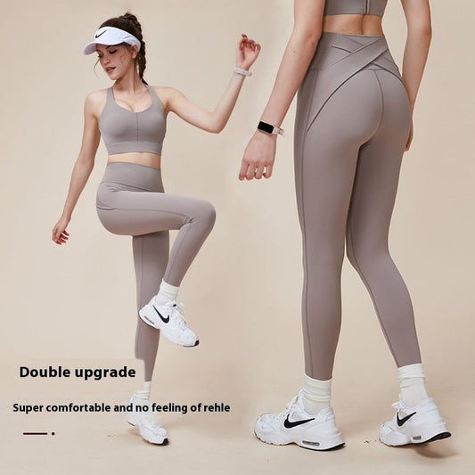 Pantalon de yoga de sport taille haute avec effet de levage des hanches croisées et d'amincissement de la taille - KaoKao