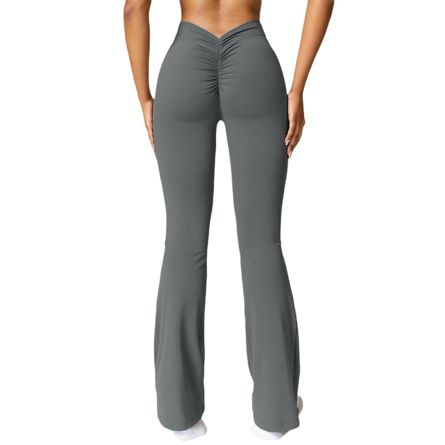 Pantalon de yoga légèrement évasé sans coutures, couleur chair, pour le sport, la course à pied, le fitness, taille haute, pour femme - KaoKao