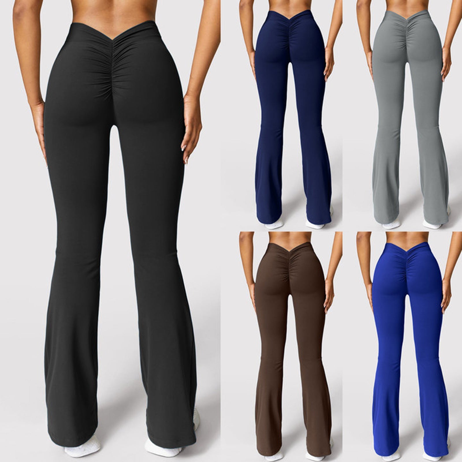 Pantalon de yoga légèrement évasé sans coutures, couleur chair, pour le sport, la course à pied, le fitness, taille haute, pour femme - KaoKao