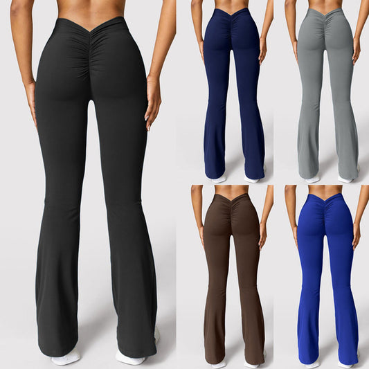 Pantalon de yoga légèrement évasé sans coutures, couleur chair, pour le sport, la course à pied, le fitness, taille haute, pour femme - KaoKao