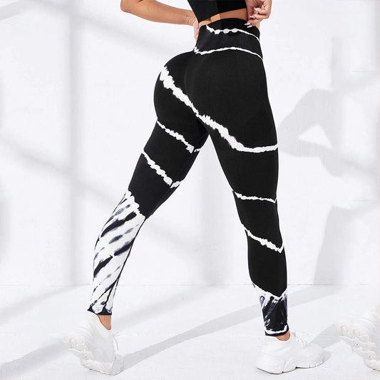 Pantalon de yoga sans coutures à rayures tie - dye pour le sport et le levage des hanches - KaoKao