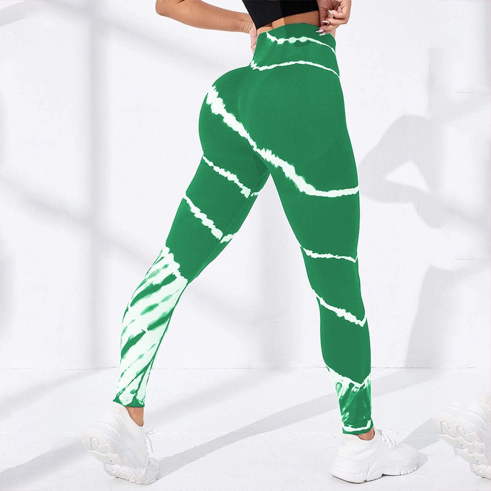 Pantalon de yoga sans coutures à rayures tie - dye pour le sport et le levage des hanches - KaoKao