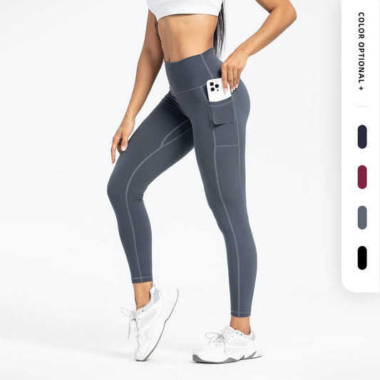 Pantalon de yoga taille haute pour femme, coupe slim, avec poches - KaoKao