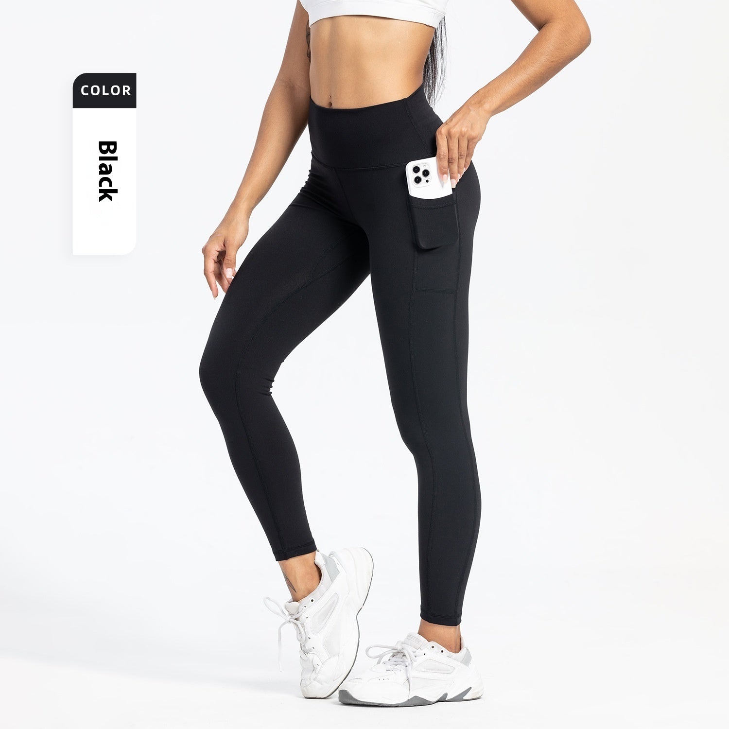 Pantalon de yoga taille haute pour femme, coupe slim, avec poches - KaoKao