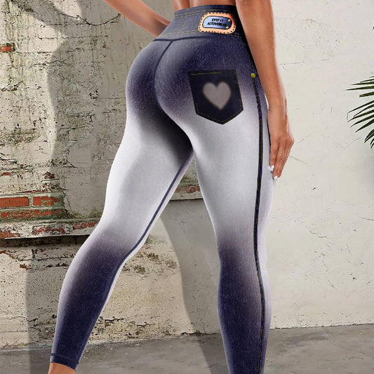 Pantalon de yoga tendance en denim imprimé pour femme - KaoKao