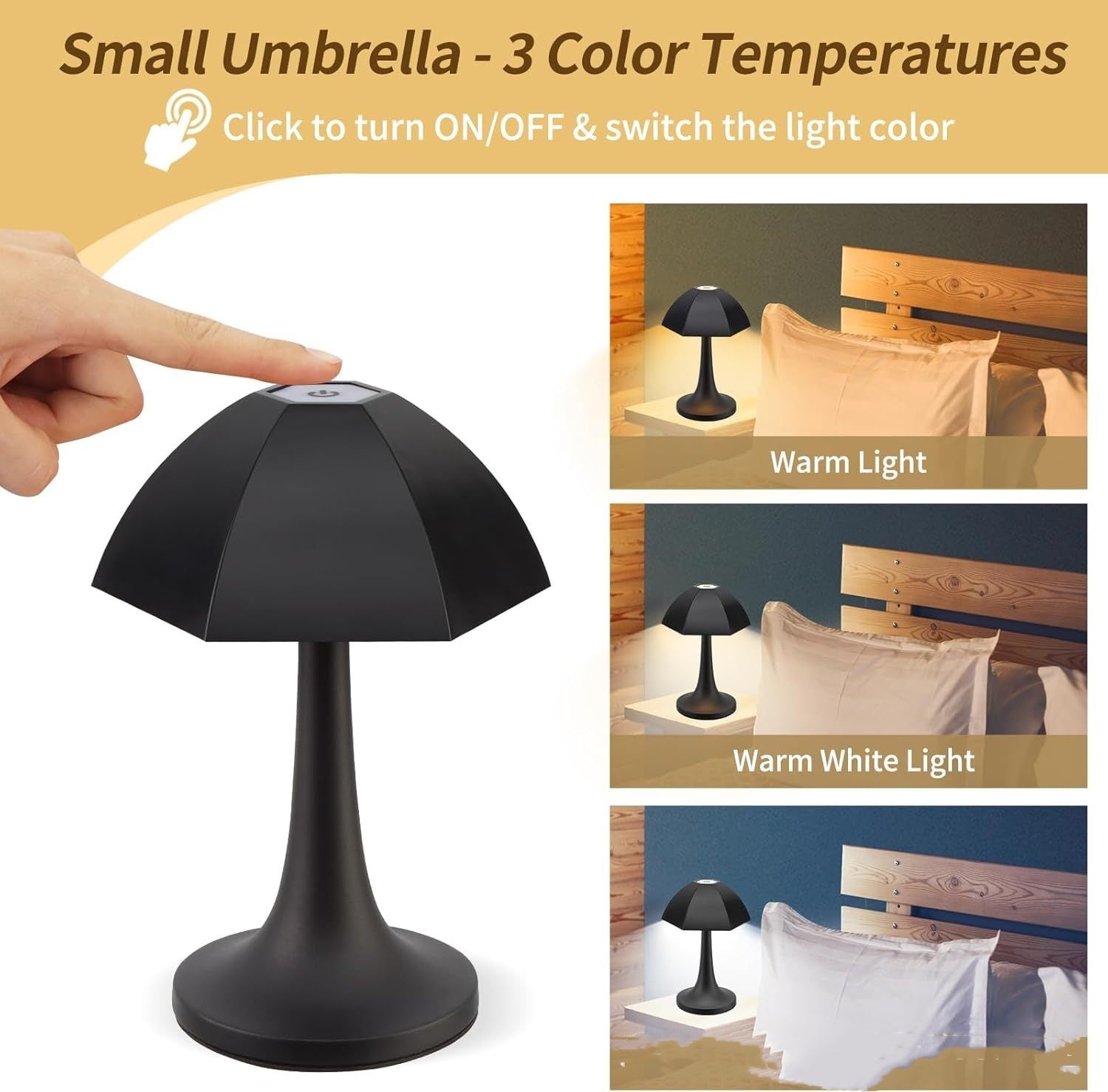 Petite lampe de table décorative à intensité variable avec parapluie - KaoKao
