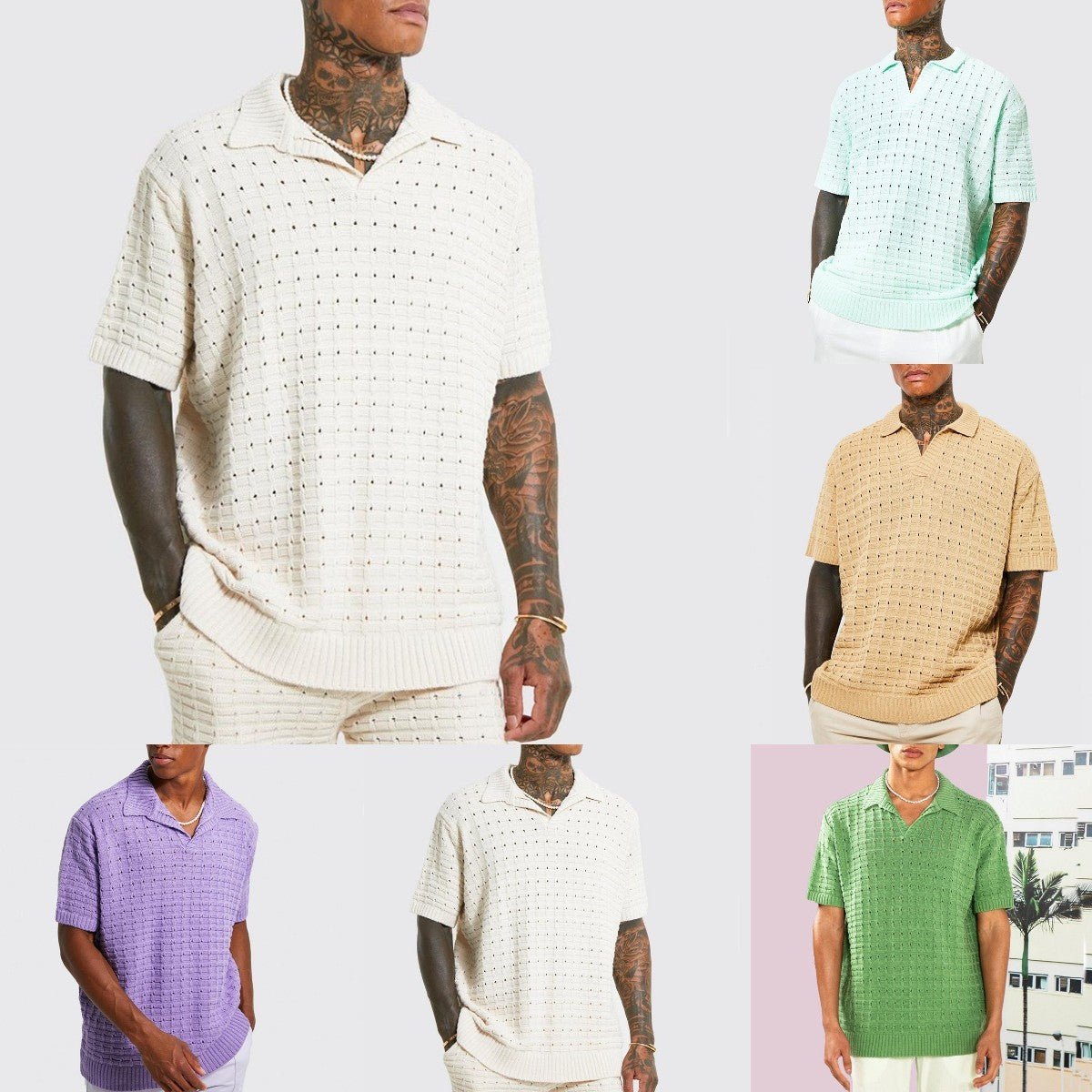 Pull décontracté à manches courtes en tricot pour homme - KaoKao