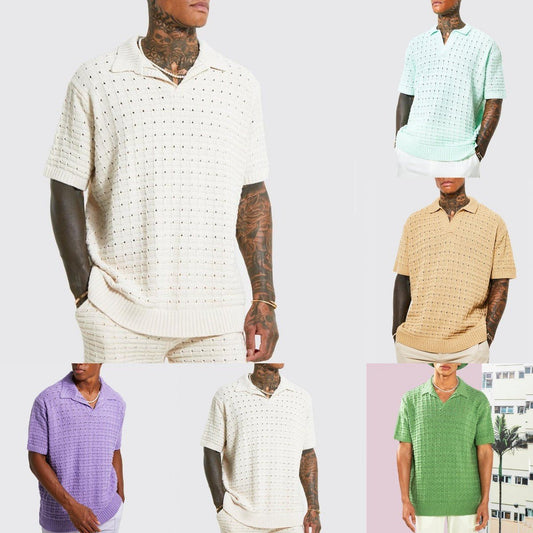Pull décontracté à manches courtes en tricot pour homme - KaoKao