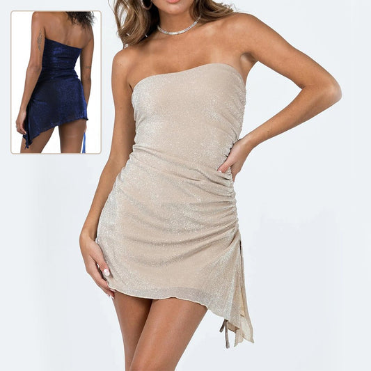 Robe courte bustier tube à cordon de serrage pour femme - KaoKao