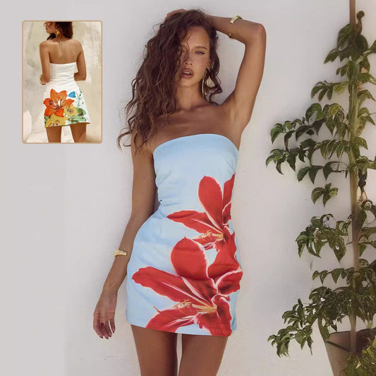 Robe courte fourreau slim à imprimé floral pour femme - KaoKao
