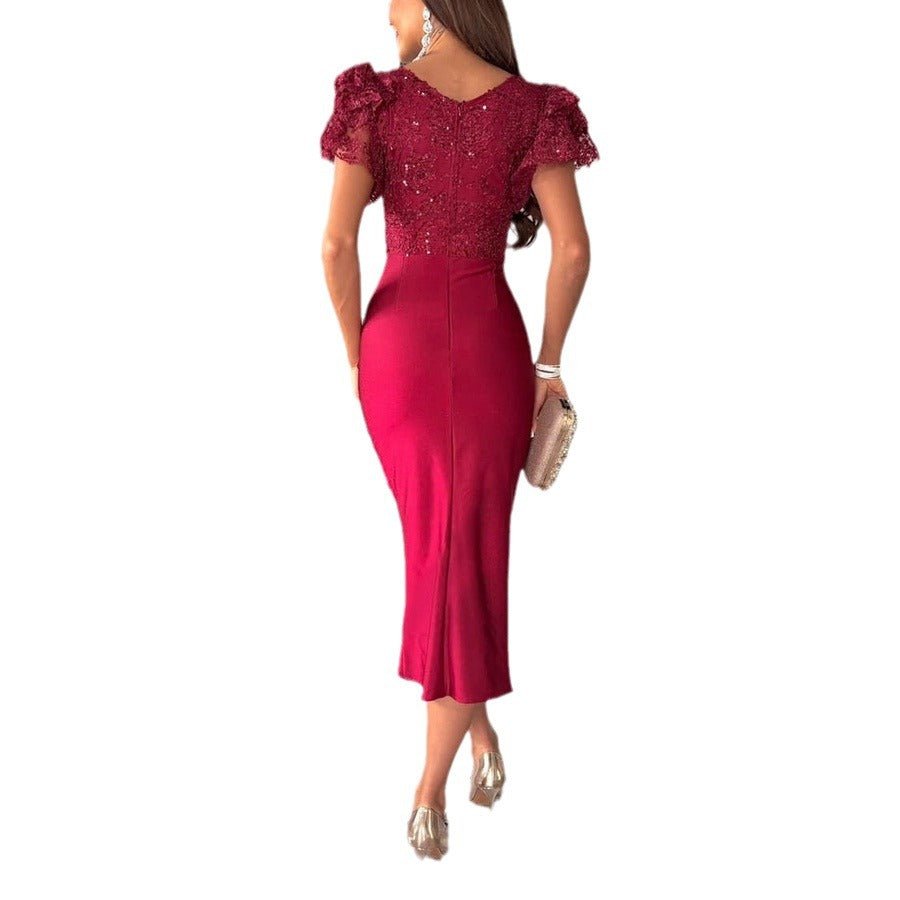 Robe décontractée à manches courtes fendue pour femme - KaoKao