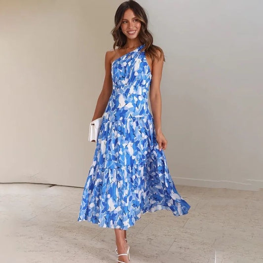 Robe d'été à épaules dénudées et dos nu, imprimée, idéale pour les vacances - KaoKao