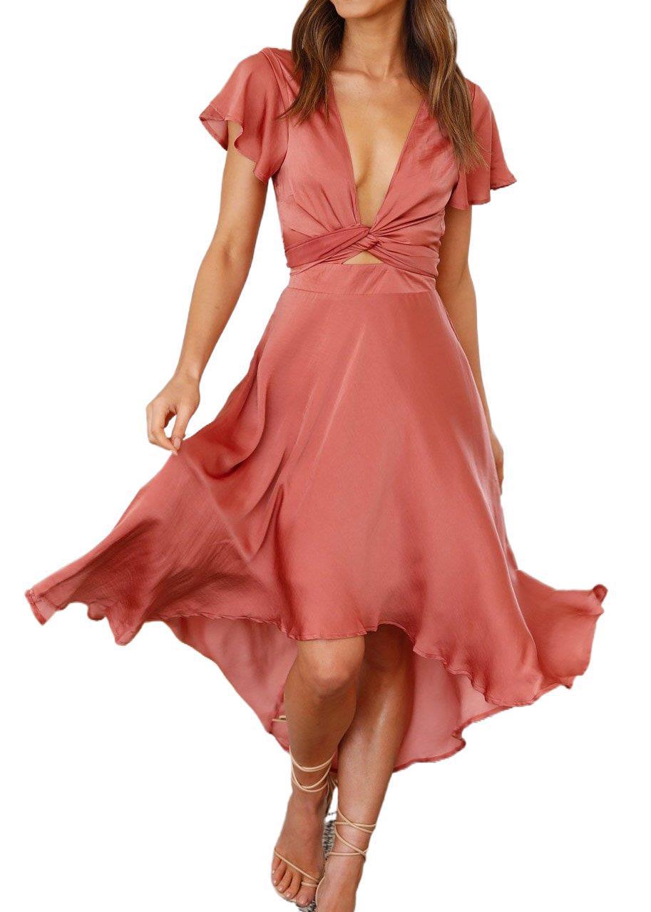 Robe d'été irrégulière à col en V pour femme - KaoKao