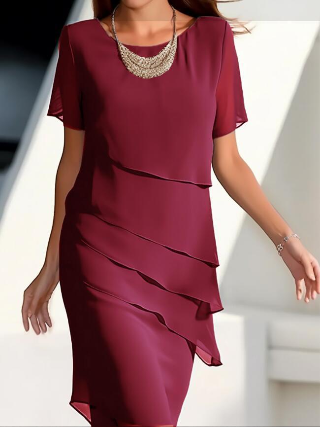 Robe femme en mousseline patchwork col rond manches courtes - KaoKao
