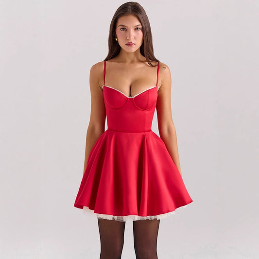 Robe jupon princesse dos nu à bretelles ajustées pour femme - KaoKao