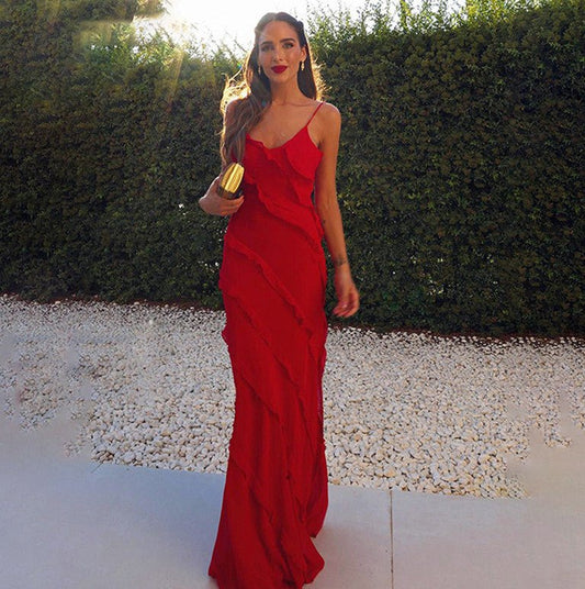 Robe longue en mousseline avec bretelles - KaoKao