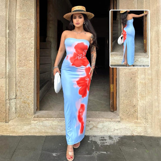 Robe longue fendue et moulante pour femme, tenue d'été sexy, idéale pour les fêtes ou la plage - KaoKao