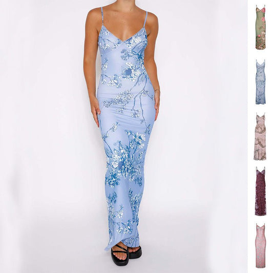 Robe nuisette à imprimé floral Y2K pour femme, jupe à bretelles d'été, robe longue de plage, vacances - KaoKao