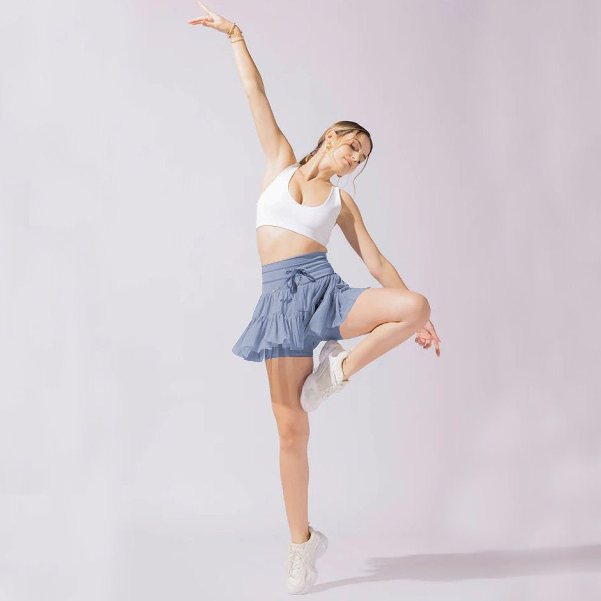 Robe taille haute à lacets, jupe de sport avec pantalon de sécurité anti - exposition, jupe plissée à la mode d'été, vêtements pour femmes - KaoKao