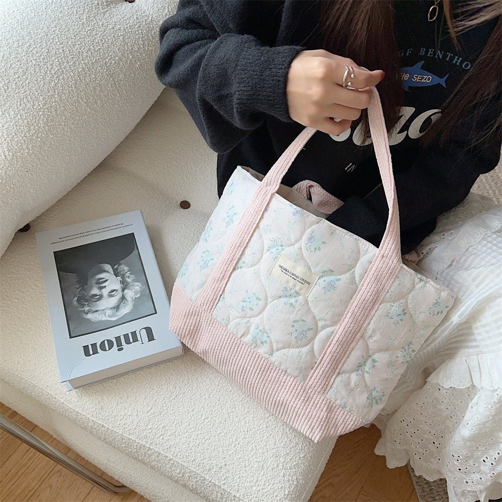 Sac à main matelassé patchwork rétro fleuri pour les déplacements - KaoKao