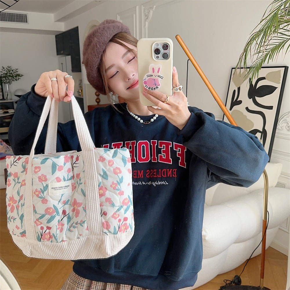 Sac à main matelassé patchwork rétro fleuri pour les déplacements - KaoKao