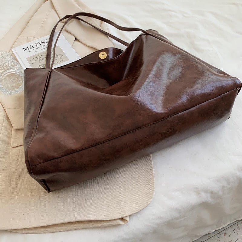 Sac à main tendance pour l'automne et l'hiver, sac à bandoulière en cuir souple de grande capacité, sac à main rétro décontracté japonais et coréen - KaoKao