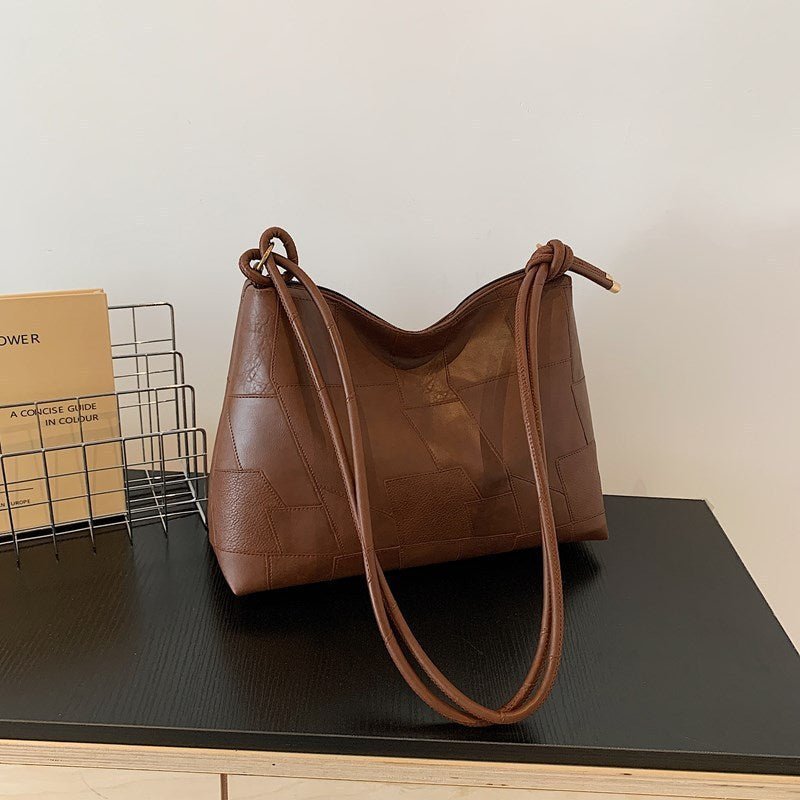Sac fourre - tout décontracté à bandoulière unique, style rétro, grande capacité, tendance, couleur unie - KaoKao