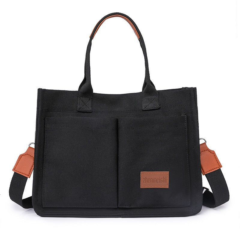 Sac fourre - tout en toile décontracté pour femme, sac à bandoulière, sac de maman, grande capacité, messager, multi - poches, sac à main chic et réutilisable - KaoKao