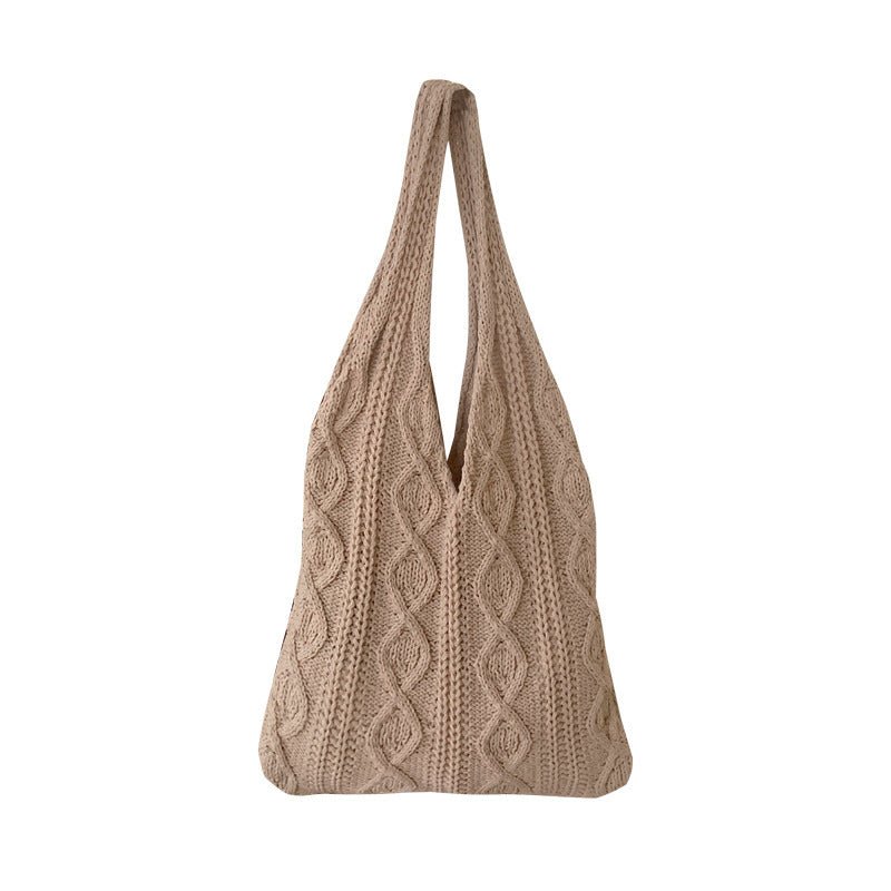 Sac fourre - tout portable en laine tricotée creuse rétro - KaoKao