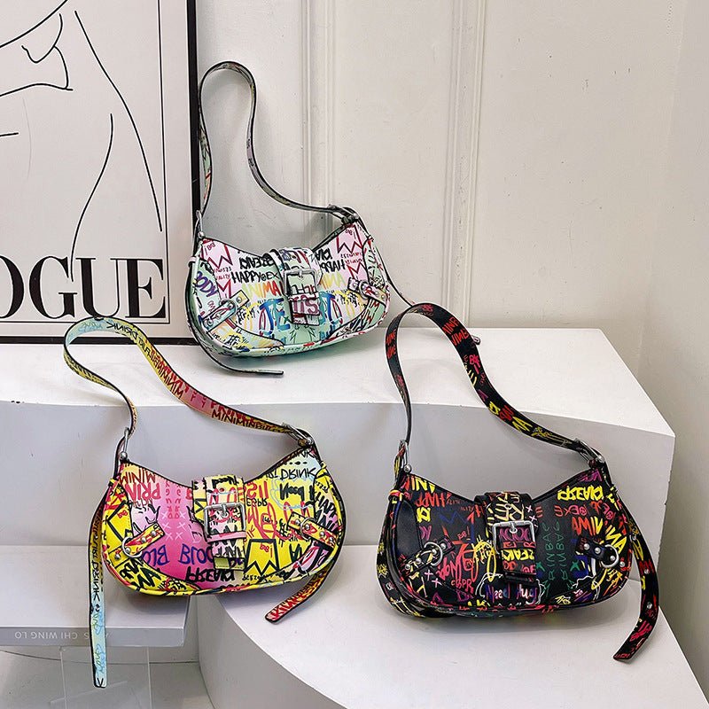 Sac messager à bandoulière tendance avec lettres sous les bras - KaoKao