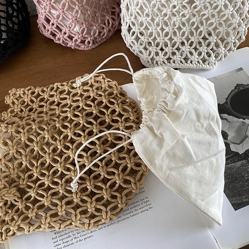 Sac seau rétro en paille tissée décontractée pour les vacances - KaoKao