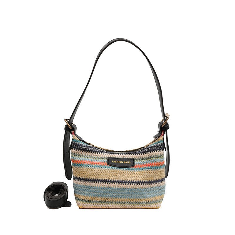 Sac tissé à contraste de couleurs tendance pour femme, sac à bandoulière simple - KaoKao