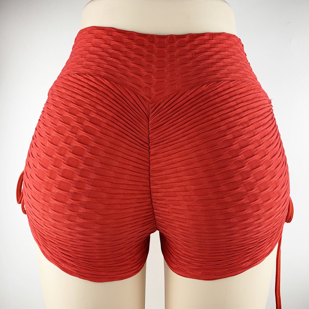 Short à cordon de serrage texturé pour exercices de gymnastique, jogging, fitness, yoga, leggings - KaoKao