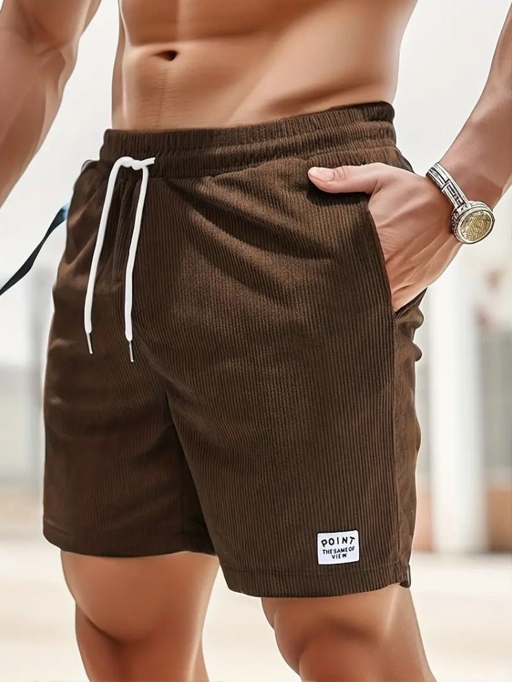 Short à lacets avec cordon de serrage Pantalon court de sport en velours côtelé d'été Vêtements pour hommes - KaoKao