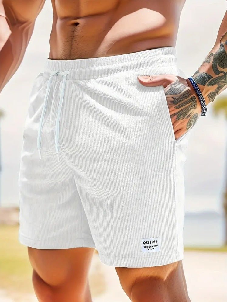 Short à lacets avec cordon de serrage Pantalon court de sport en velours côtelé d'été Vêtements pour hommes - KaoKao