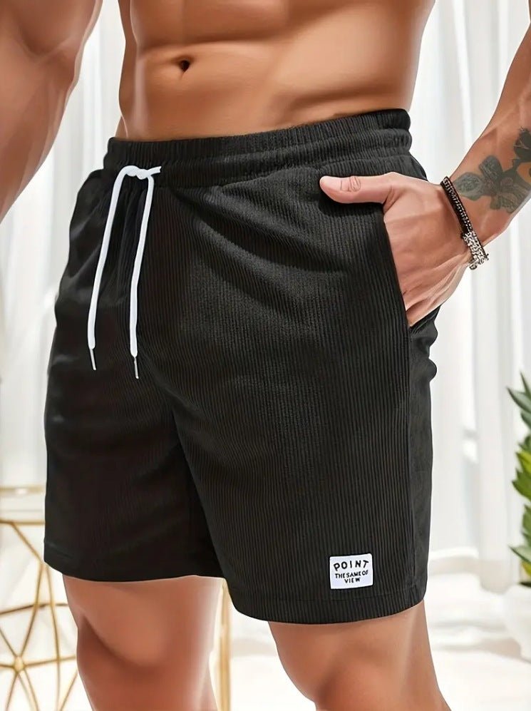 Short à lacets avec cordon de serrage Pantalon court de sport en velours côtelé d'été Vêtements pour hommes - KaoKao