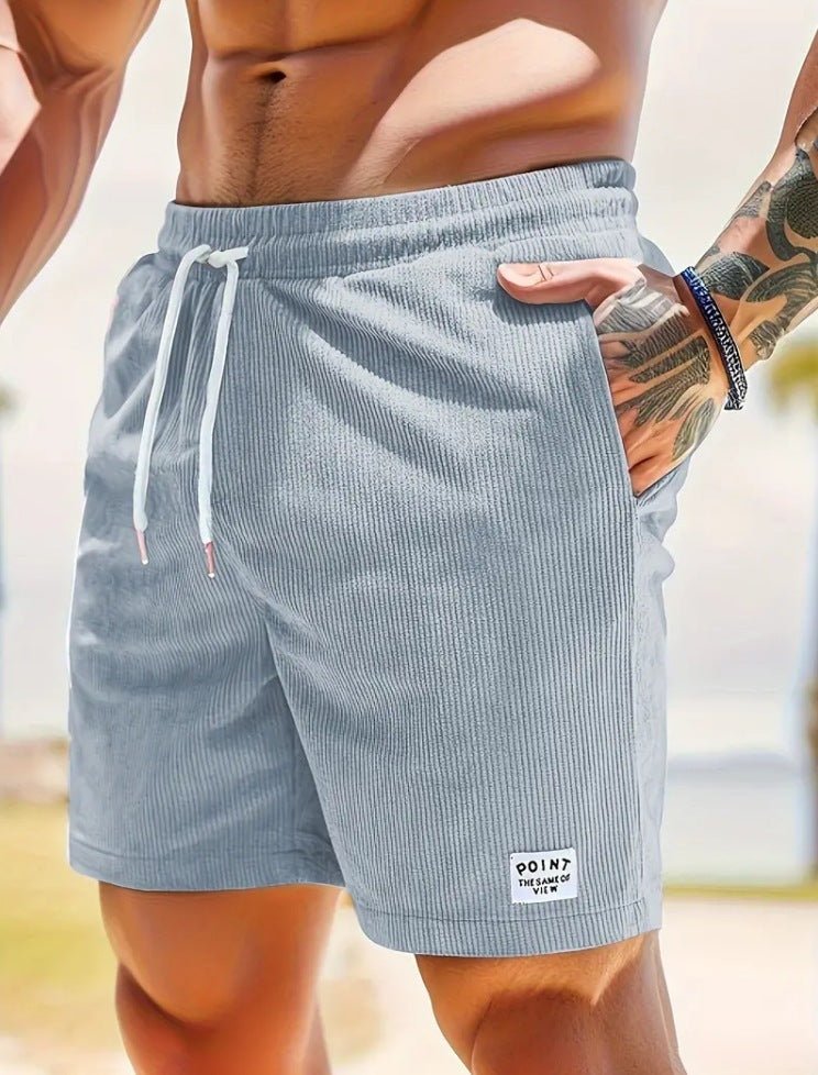 Short à lacets avec cordon de serrage Pantalon court de sport en velours côtelé d'été Vêtements pour hommes - KaoKao