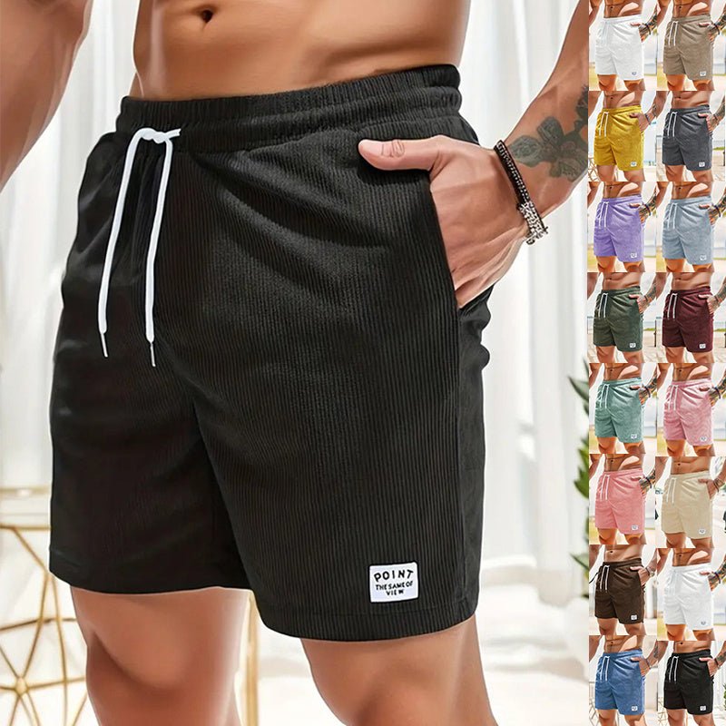 Short à lacets avec cordon de serrage Pantalon court de sport en velours côtelé d'été Vêtements pour hommes - KaoKao