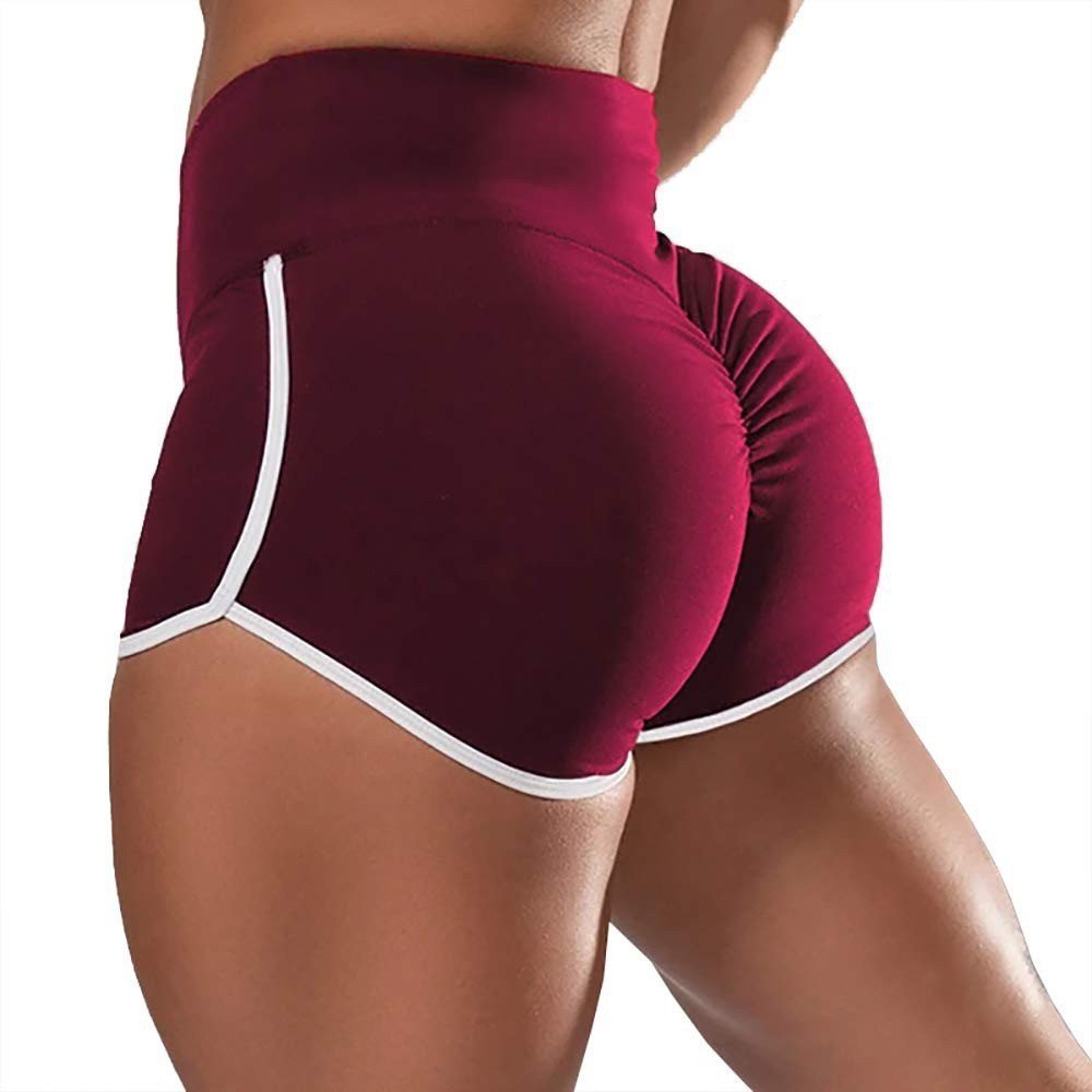 Short de sport moulant taille haute de couleur unie sexy pour course à pied - KaoKao