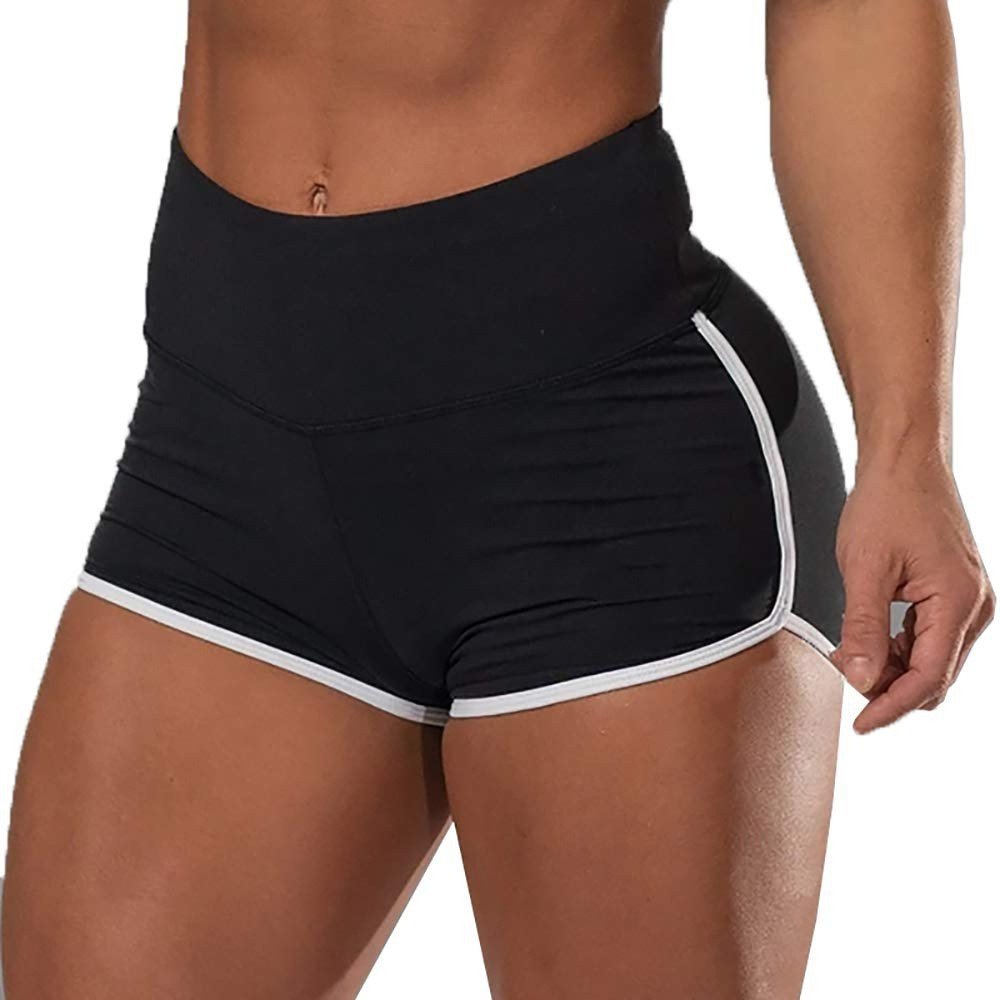 Short de sport moulant taille haute de couleur unie sexy pour course à pied - KaoKao